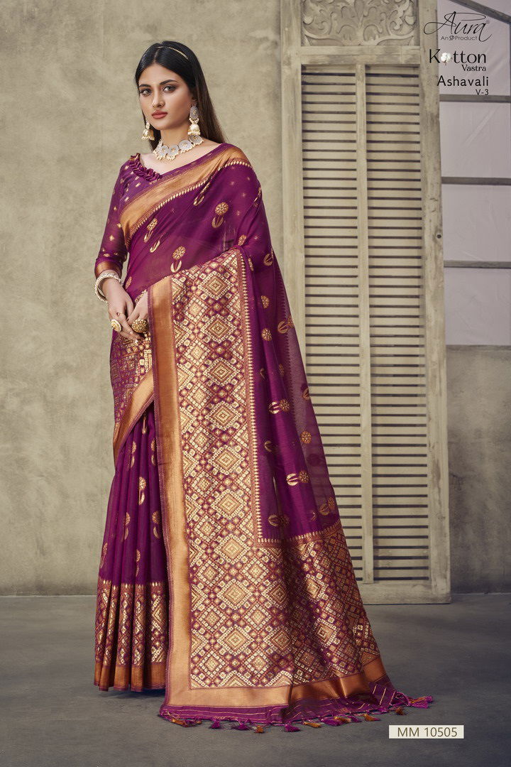 Aura Ashavali Vol 3 Heavy Festive Wear Wholesale Cotton Designer Sarees
